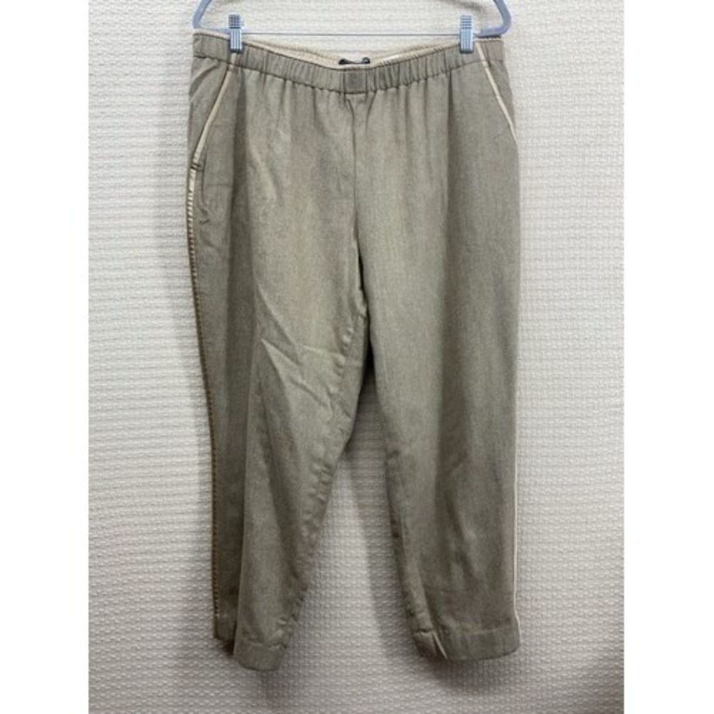 Lafayette 148 Tan Side Stripe Elastic Waist Pocket Straight Pants Women XL China